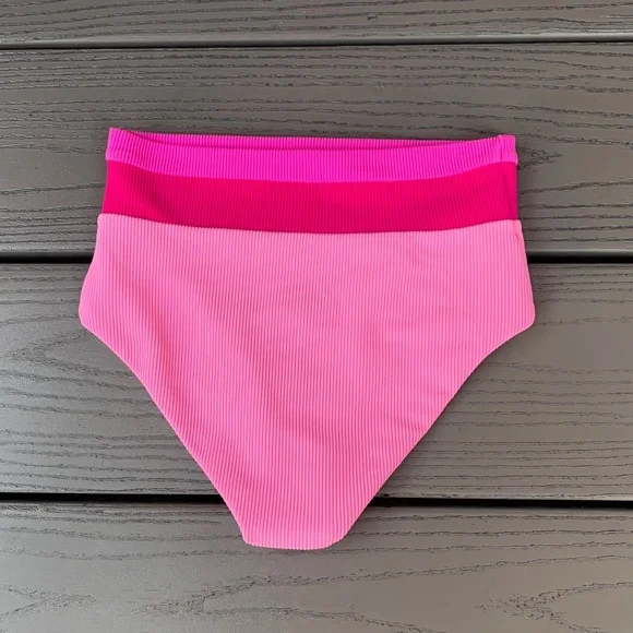Beach Riot Girls Little Mackenzie Heidi Set Peak Pink Colorblock - Picture 8 of 12